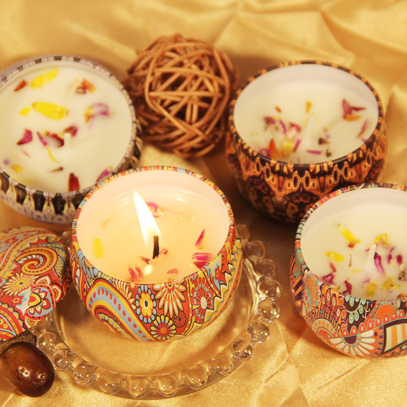 Fragrant Dry Flower Creative Tin Incense Candle