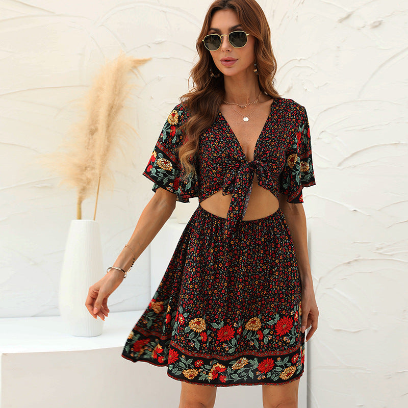 Fashion Front Tie Casual Bow Two-Piece Skirt Suit