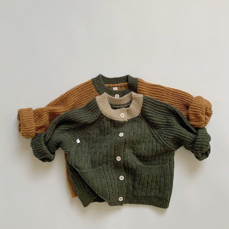 Children's Contrast Mohair Sweater Coat