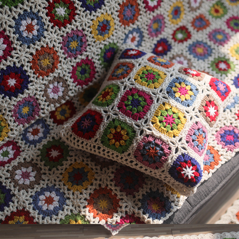 Fashion Home Simple Daisy Crochet Sofa Blanket Throw