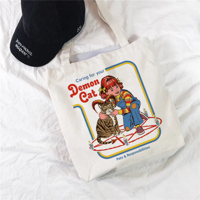 Printed Canvas Bag Personalized Creative Shoulder