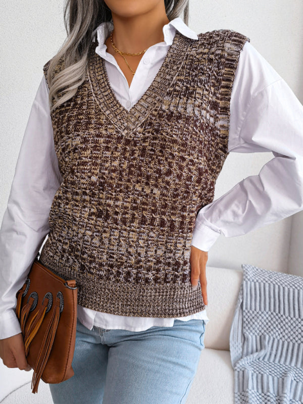 Women's Twist V-neck Knitted Vest Sweater Vest