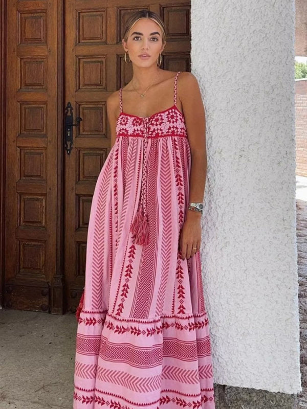 Crochet Patchwork Knitted Ethnic Maxi Dress