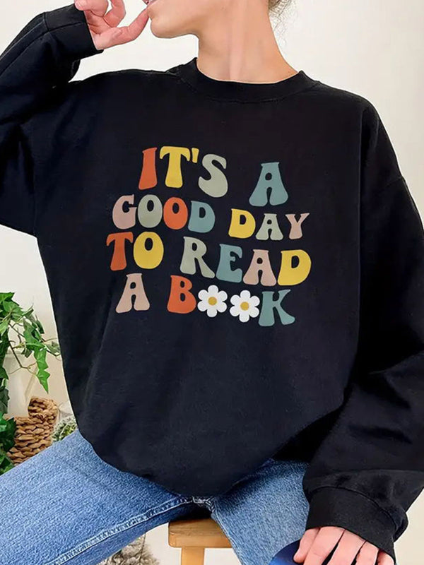Literary Women's Round Neck Casual Sweatshirt