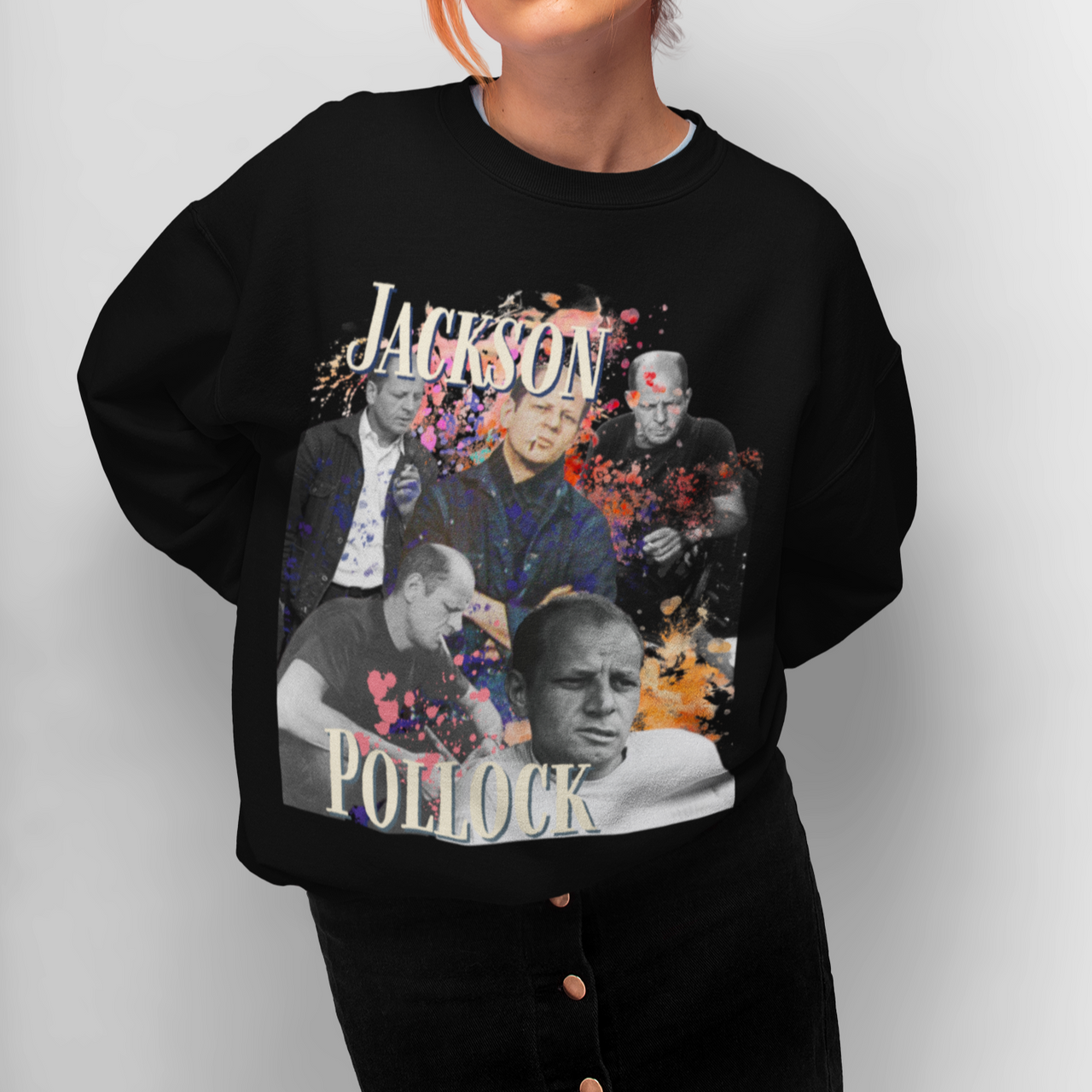 Jackson Pollock Sweatshirt, Y2K Style Bootleg Famous Abstract Expressionist Artist Fan Retro Pullover Crewneck, Artist Gift
