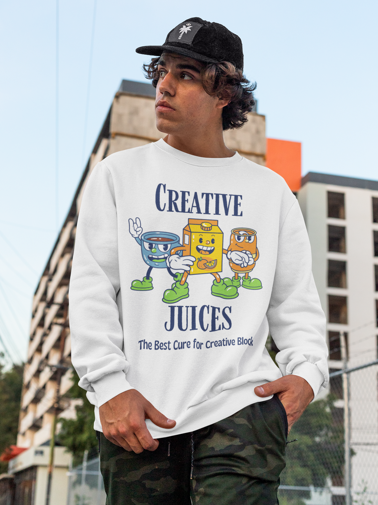 Creative Juice Retro Vintage Crewneck, Fall Crewneck Vintage, Fall Retro Sweatshirt, Vintage Cartoon Graphic Unisex Sweatshirt