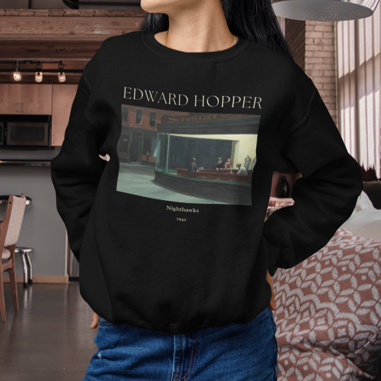 Edward Hopper Nighthawks Art Sweatshirt, Famous Painting Pullover