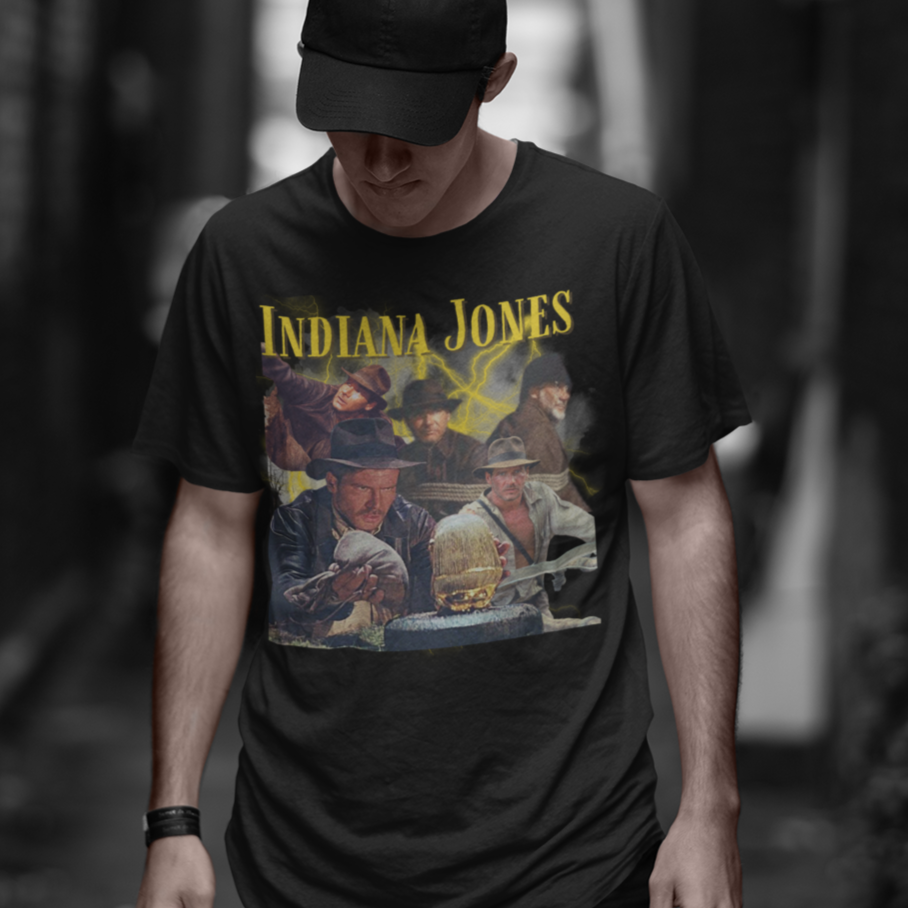 Indiana Jones Classic Vintage Bootleg Rap Tee Classic Film Student Gift, Vintage Movie T-Shirt