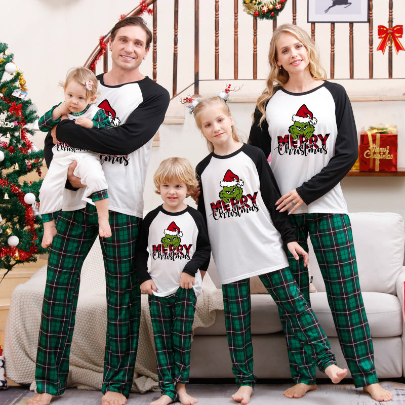 Christmas Parent-Child Printed Home Pajamas Two-Piece Set